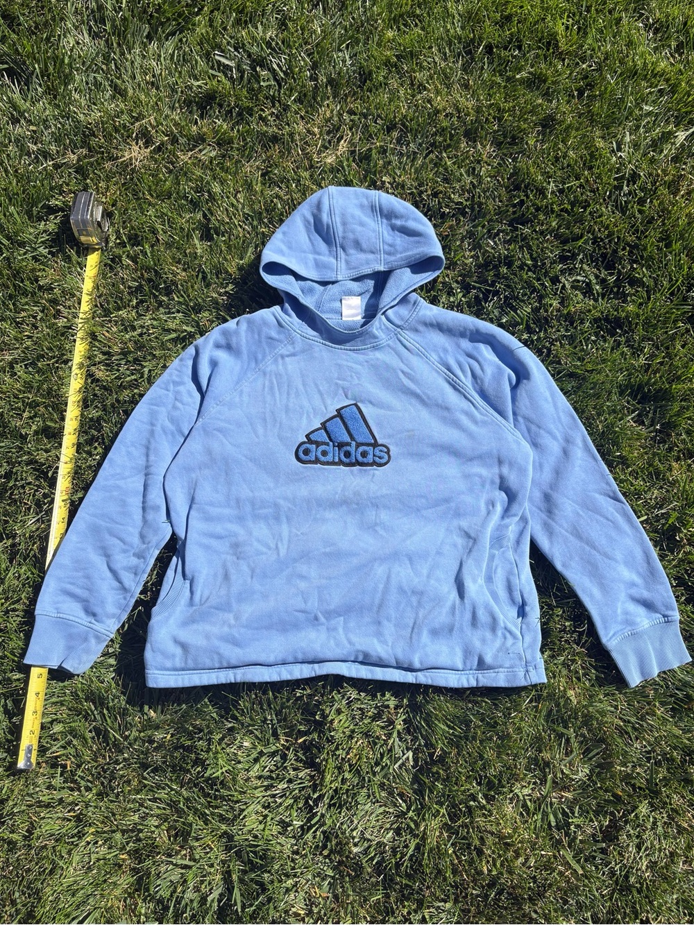 adidas Men’s Sky Blue Crewneck Hoodie with Logo